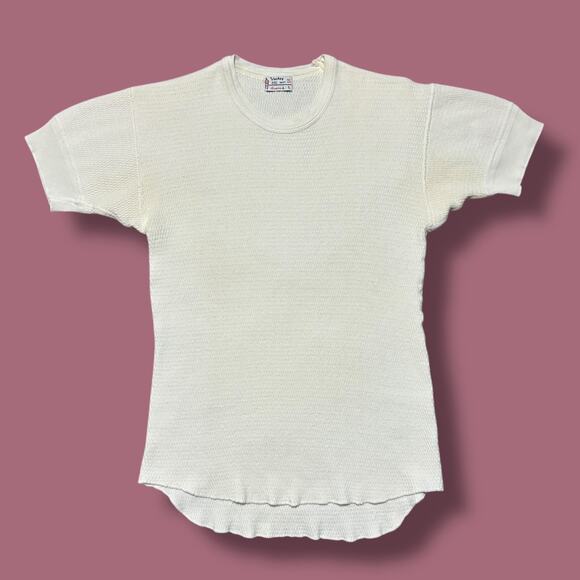 Jockey Tops - Vintage Jockey Coopers Thermal Shirt 40s 50s Short Sleeve Made in USA Womens L